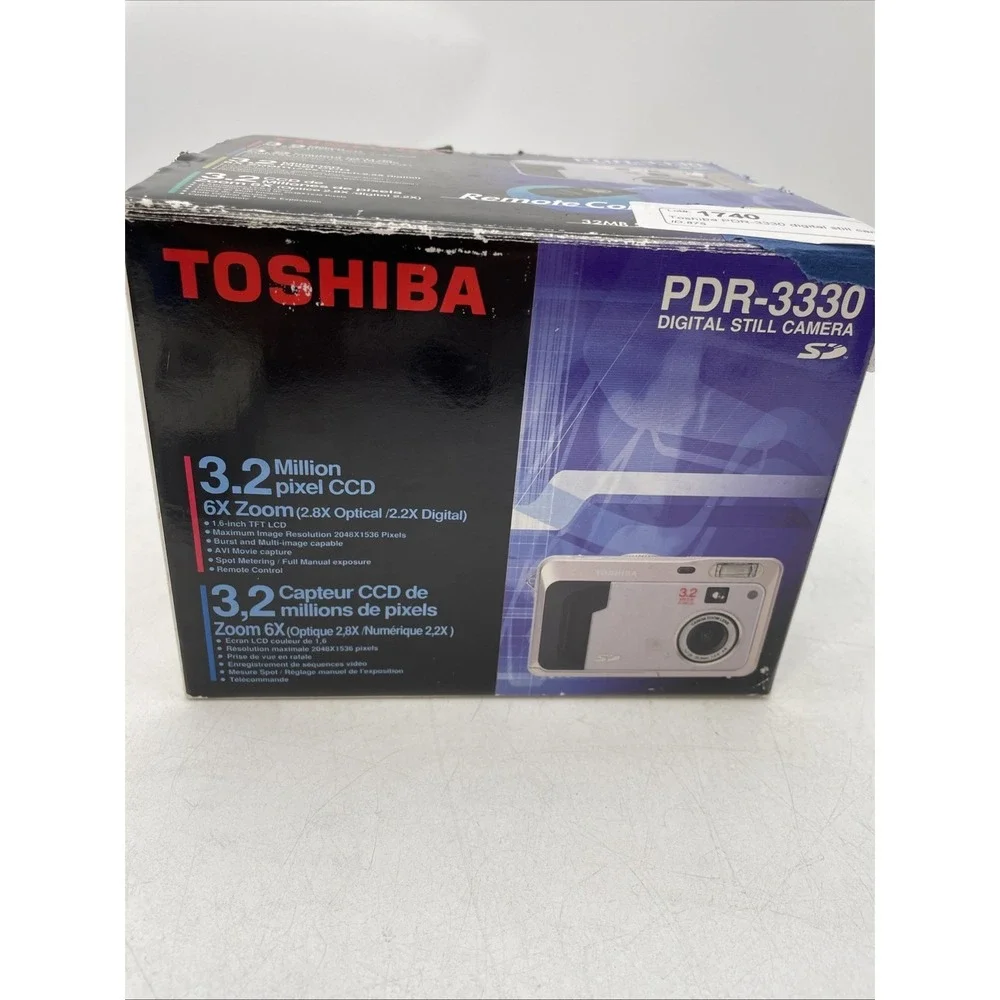 Toshiba PDR-3330 Digital Still Camera 3.2 MP 6X Zoom+Battery+Memory Card+Manuals
